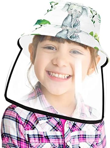 כובע מגן למבוגרים עם מגן פנים, כובע דייגים נגד שמש, עלה דקל פיל בצבעי מים