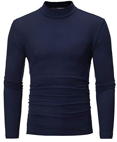 DSODAN 2022 חולצות טריקו חדשות של גברים שרוול ארוך כושר דק כושר טי טיי בסיסי צוואר מדליק צבע אחיד