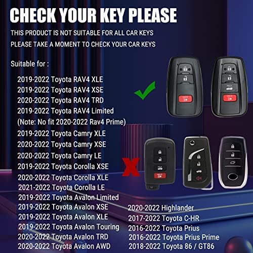 Drosica for Toyota Key FOB כיסוי עם מחזיק מפתחות פרמיום פגז מתכת בטנה גנה מלאה של טויוטה מחזיק