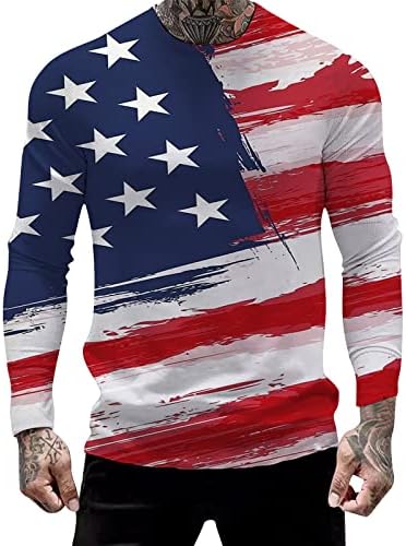 תערובת כותנה שרוול ארוך לגברים חולצות חולצה לגברים 1776 יום עצמאות גרפי שרוול ארוך חולצות כותנה כבדות