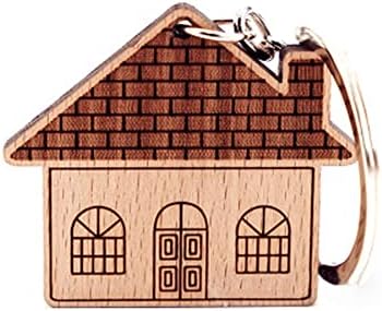 4 יחידות בית עיצוב מפתח שרשרת עץ מחזיק מפתחות בית מפתח טבעת קישוט חנוכת בית מתנה טובות