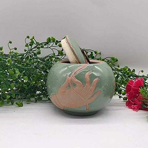 Dailyint Dog Ceramic Urn Bergamot פרח דפוס Pet Urn Cremation מזכר