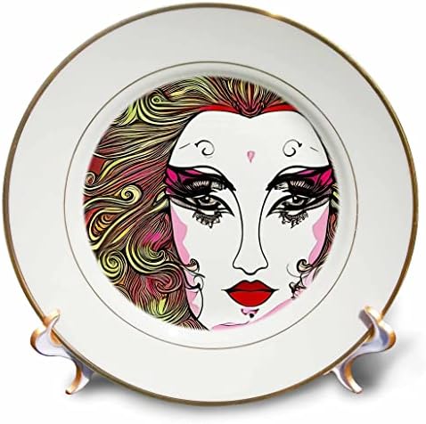 3drose Art Nouveau Woman. אלת אמנותית מופשטת מסתכלת על קסם המתנה שלך - צלחות