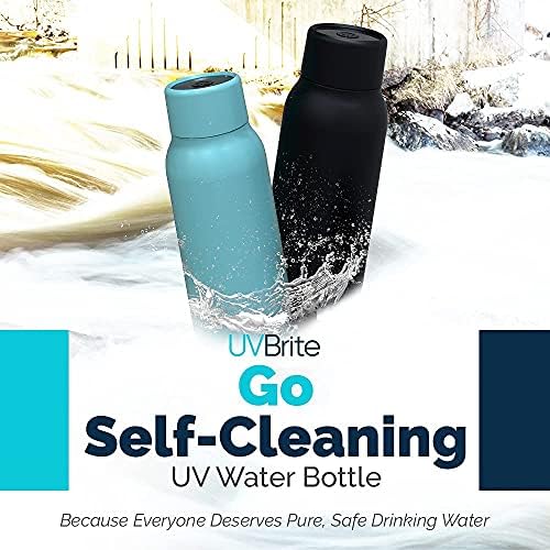 Uvbrite Go לניקוי עצמי בקבוק מים UV - 18.6 גרם מבודד נירוסטה מפלדה נטענת וניתנת לשימוש חוזר בקבוק