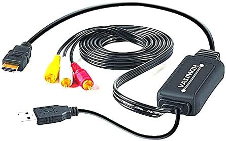 HWP HDMI ל- RCA AV 3RCA CVBS CONVERTER CONVERTER כבל 1080P, תמיכה בשמע וידאו מורכב עבור Fire Stick
