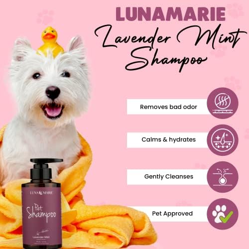 סט ספא לכלבים של לונאמרי 7 חלקים - כולל מברשת אמבטיה, שמפו לחיות מחמד, מזור כפות, שמן קנבוס,