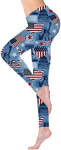 Ruiruilico לנשים קיץ חותלות יוגה וינטג '4 ביולי דגל אמריקה דגל תלת מימד הדפסים בקרת בטן מותניים