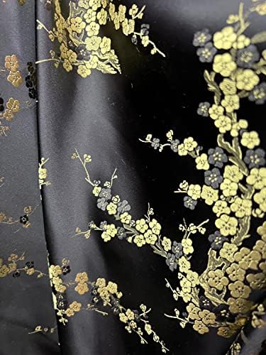 קורי שחור זהב פריחת שזיף פרחוני ברוקד סיני סאטן בד עבור צ 'ונגסאם/צ' יפאו, הלבשה, תלבושות, ריפוד, שקיות, מלאכות