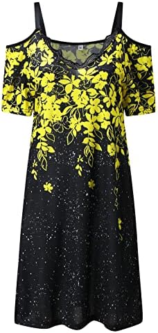 שמלות MIASHUI קיץ MIDI לנשים לנשים שפת חולצת קיץ מזדמן הדפס רצועות טוניקה שרוול קצרות לבושות ל