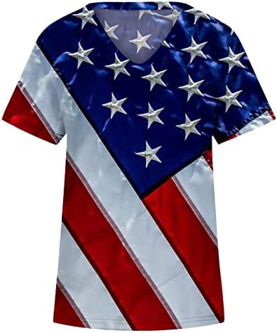 חולצת דגל אמריקאית נשים ארהב כוכבים פסים רביעי יולי חולצות טי קז'ואלים אמריקה רופפת V הצוואר הדפסת טי צמרות