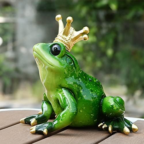 Juliahestia צפרדע יורש כתר + צפרדע מנגן קישוטי פסל גיטרה לשולחן העבודה שולחן כתיבה חידוש צפרדע
