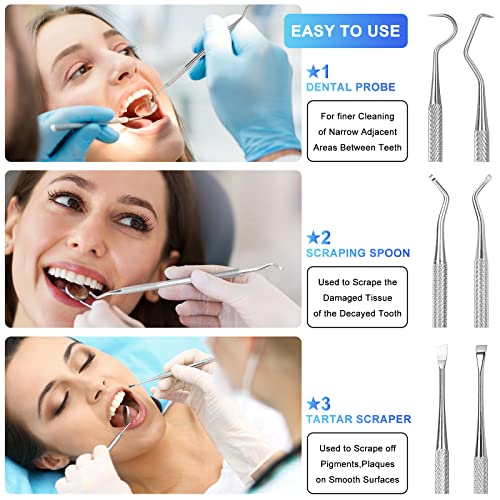 שיניים כלים, 3 חבילה שיניים ניקוי כלים נירוסטה שיניים מגרד, פיק היגיינה סט לרופא שיניים, אישי באמצעות, משפחה
