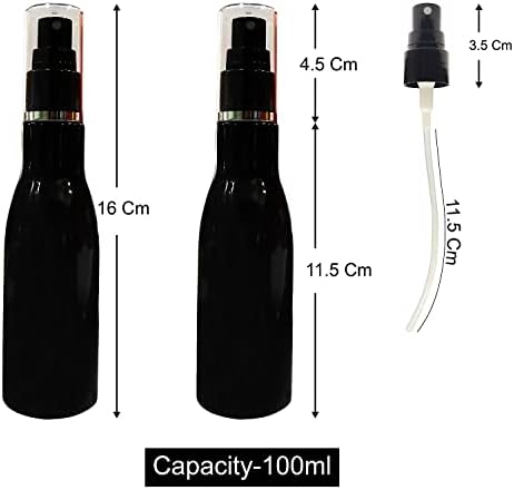 זנוויסטה 3.3 עוז / 100 מיליליטר בקבוק ריסוס שחור ריק, כתרסיס ערפל עדין, ניתן למילוי חוזר, מרסס נייד,לשימוש