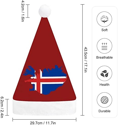 דגל המפה של איסלנד חג המולד כובע סנטה כובע עבור יוניסקס מבוגרים נוחות קלאסי חג המולד כובע עבור מסיבת חג המולד