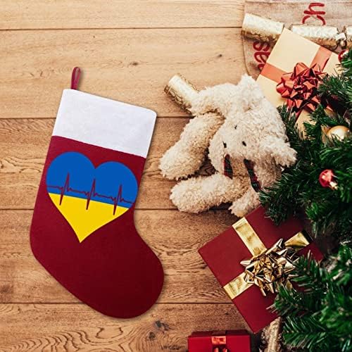 אהבה אוקראינה פעימות לב אדומות לחג המולד של חג המולד קישוטי הבית של עץ חג המולד גרביים תלויים