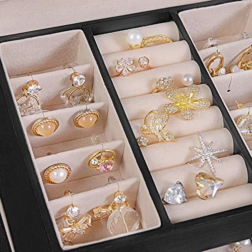 קופסת תכשיטים של Hewady Travel, קופסת אחסון ניידת לתכשיטים, 2 מגירות, מראה, מנעול ומפתח, ניתן לנעילה, 17.5