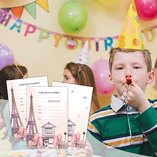 כרטיסי הזמנה ליום הולדת של סויקסו פריז, הזמנת מסיבת יום הולדת פריזית צרפתית, ציוד לחגיגת מסיבת מגדל רומנטית