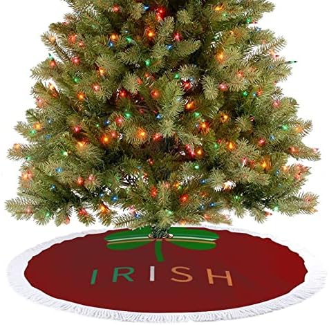 תלתן אירית עץ חג המולד מחצלת עץ עץ עץ עץ עץ עם גדילים לקישוט חג המולד של מסיבת חג 48 x48