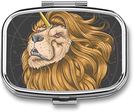 כיכר גלולת מקרה האריה גלולת תיבת מתכת רפואת מקרה הגלולה ארגונית עבור כיס ארנק ונסיעות 2. 2 * 1.6 אינץ