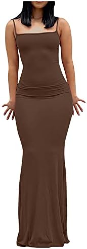 נשים מקרית טרקלין להחליק ארוך שמלה סקסי ללא שרוולים ללא משענת בגד גוף מקסי שמלות 2023 קיץ דק אלגנטי