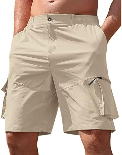 מכנסי מטען מוצקים של Wenkomg1 לגברים, מכנסי קרב רב -תפקודיים מרובי כוסות עבודה מזדמנים מכנסיים קצרים
