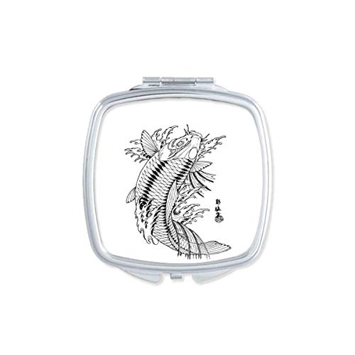 דגי משחק ים ים מראה נייד קומפקטי כיס איפור כפול צדדי זכוכית