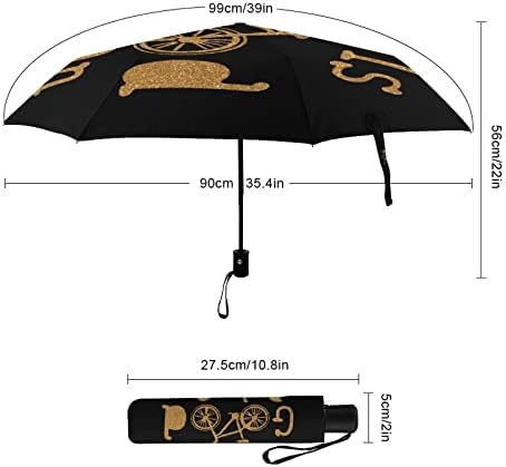 מטריית נסיעות אופניים מגניבה 3 קפלים אוטומטי פתוח סגור נגד אולטרה סגול מטרייה ניידת מטריות אטומות לרוח