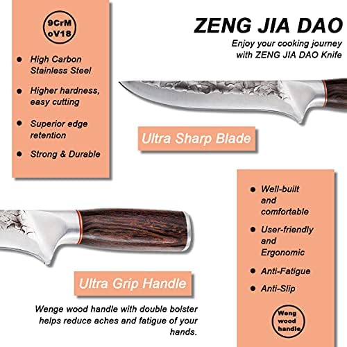 זנג ג ' יה דאו לחזק קצבי סכין פילה סכין עם נדן 7 אינץ מזויף ח. כ. פלדת להב עבור ביף וטורקיה פירוק פילה, וקיצוץ