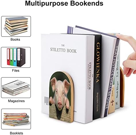 חמוד חזיר ספר מסתיים עבור מדפי עץ ספר סטנד ספר מחזיק עבור ספריית בית ספר משרד בית מחקר דקור