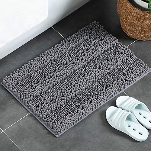 שטיחי אמבטיה סופגים מיקרו-סיבים שטיחי אמבטיה, שטיח אמבטיה מונע החלקה, ניתן לכביסה במכונה, צמר שניל אפור