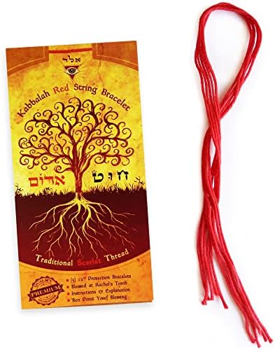חבילה של 5-12 קבלה אדום מחרוזת צמידי-תוצרת ישראל. כולל ברכת אנגלית ועברית, הסבר והוראות- כותנה