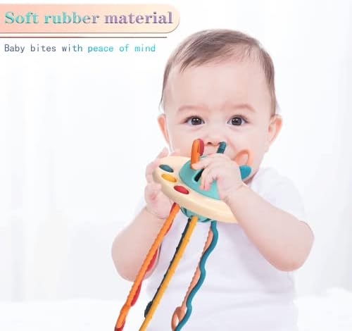 אריריס תינוק מונטסורי חושי צעצועים, עצם בלתי מזוהה סיליקון למשוך מחרוזת צעצועים אינטראקטיביים, בקיעת