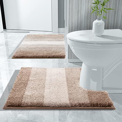 שטיחי אסלה יוקרתיים של Yimobra בצורת U, זולמי רך במיוחד סופג מיקרו -סיבר קווי מתאר שטיחים לשירותים, מחצלת