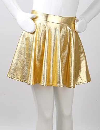 בנות אייסלור מבריק מטאלי מיני קפלים חצאית מחלקה אתלט החלקה על חצאית חצאית חצאית בגדי ריקוד