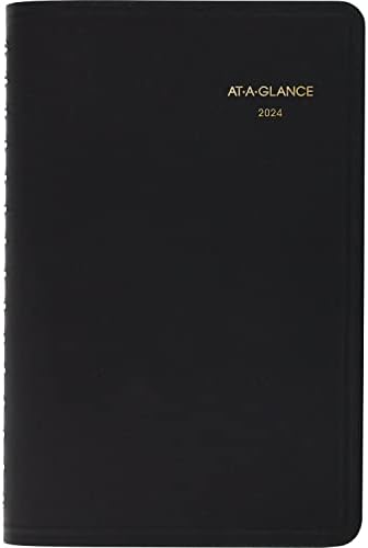 AT-A-Glance 2024 מתכנן ספרי מינוי יומי, 5 x 8, קטן, 24 שעות, שחור