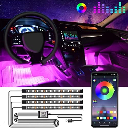 רכב הוביל אורות רכב אביזרי רכב מתנות לנשים גברים אפליקציה-שליטה בתוך המכונית עם יציאת מוסיקה סינכרון צבע שינוי