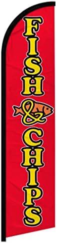 דג דגים וצ'יפס דגל פרסום באנר ללא רוח - מושלם למסעדות, משאיות אוכל, בתי משפט, חנויות, אירועים