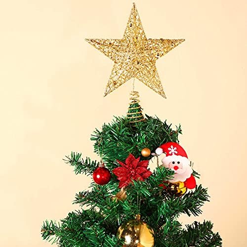 כוכב טופר עץ חג המולד, עץ עץ לחג המולד מתכת נוצץ לקישוט הבית של עץ חג המולד, 8 אינץ '