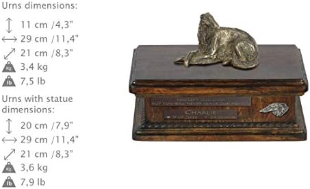 בורזוי שוכב, כד עבור כלב אפר זיכרון עם פסל, לחיות מחמד של שם וציטוט-ארטדוג אישית