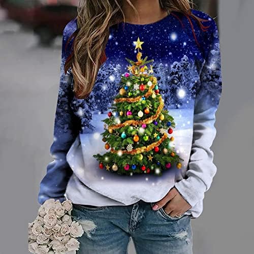 צמרות טוניקת חג המולד של ברקווי אופנה 2023 שרוול ארוך שרוול צווארון סוודרים מדליקים סוודר סווטשירט