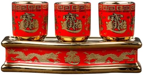 שיאלון 3 יח ' סט פולחן אלוהים עושר גואן גונג יין כוס קישוט בית בודהה מים כוס