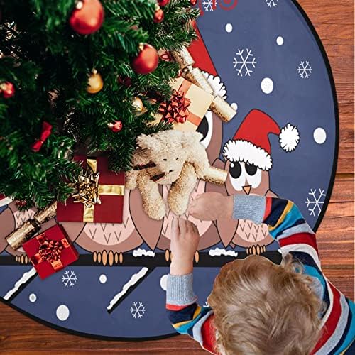 ינשוף חורפי ויססוני עם כובע חג המולד מחצלת עץ חג המולד עץ חג מולד שמח עמדת מחצלת מגן רצפה סופג מחצלת