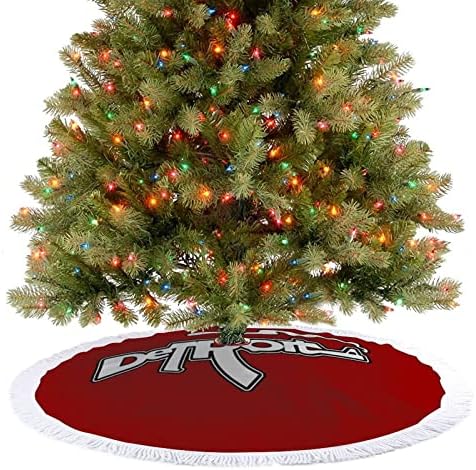חצאית עץ חג המולד של דטרויט אקדח חצאית עץ עגול עגול עגול עגול חג המולד עם קצה משולב לקישוטי חצר חיצוניים מקורה