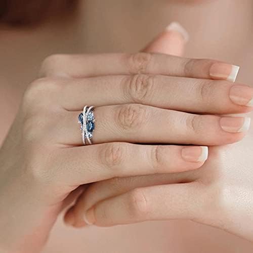 2023 נשים חדשות טבעת רטרו קריאייטיב חדש X טבעת זירקון כחולה חלולה בצורת טבעת אקרילית מתנה