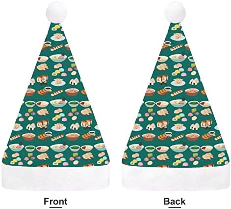 סושי מטבח יפני קטיפה חג המולד כובע שובב ונחמד סנטה כובעי עם קטיפה ברים ונוחות אוניית חג המולד קישוט