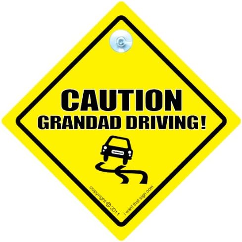 סבא וסבתא iwantthatsign.com זהירות שלט מכונית נהיגה, שלט מכונית של סבא סבא, סגנון שלט על הלוח, מדבקת