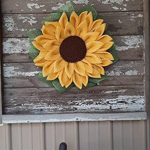TJLSS זר חמניות קיץ קישוט קישוט פרחים דלת קיר דלת תלייה תליון בית חווה באביב לתפאורה ביתית