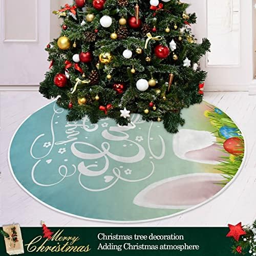 קישוט חצאית עץ חג המולד של Alaza, קישוט חצאית מיני עץ מיני קטן 35.4 אינץ 'עם ארנב פסחא שמח וביצים לקישוטים למסיבות