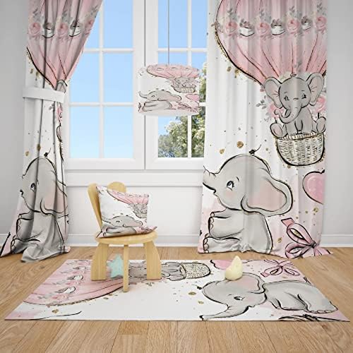 פילים חמודים ובלונים בחדר תינוקות וילונות וילונות משתלת וילונות חלון