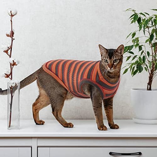 בגדי חתול אוובוב ספינקס, חולצות חתול נושמות ללא שיער, חולצות חתלתול פס ללא שרוולים, סוודרים לחתולים סוודרים,